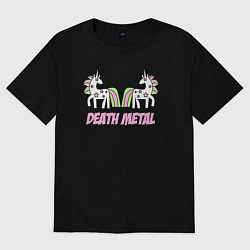 Футболка оверсайз мужская Death metal unicorn, цвет: черный