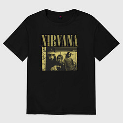 Футболка оверсайз мужская Nirvana foto band, цвет: черный