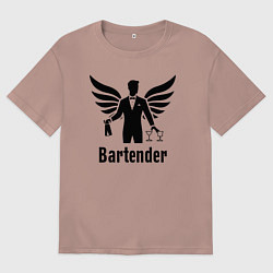 Футболка оверсайз мужская Бармен с крыльями, цвет: пыльно-розовый