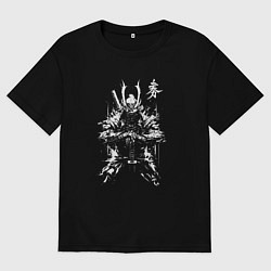 Футболка оверсайз мужская Ронин призрак Цусимы, цвет: черный