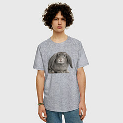 Футболка оверсайз мужская Серый пушистый кролик, цвет: меланж — фото 2
