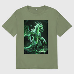 Футболка оверсайз мужская Зеленый магический дракон, цвет: авокадо