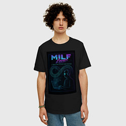 Футболка оверсайз мужская Mastering Infinite Loop Functions - milf meme, цвет: черный — фото 2