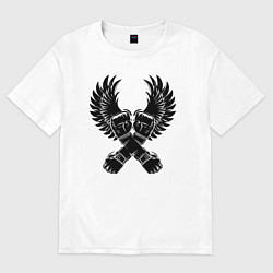 Футболка оверсайз мужская ММА кулаки, цвет: белый