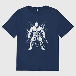 Футболка оверсайз мужская Мускулистый сумоист, цвет: тёмно-синий