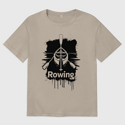 Футболка оверсайз мужская Гребной спорт весло и лодка, цвет: миндальный