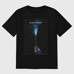 Футболка оверсайз мужская Expecto Patronum - заклинание, цвет: черный
