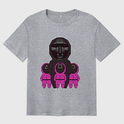 Футболка оверсайз мужская Персонажи сериала игра в кальмара, цвет: меланж