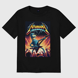 Футболка оверсайз мужская Bender cool thrash rock guitarist - Futurama, цвет: черный