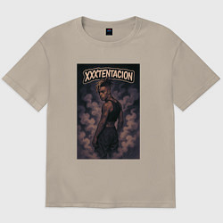 Футболка оверсайз мужская XXXTentacion в дыму, цвет: миндальный