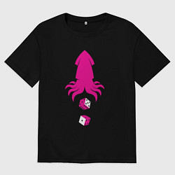 Футболка оверсайз мужская Кальмар и кости, цвет: черный