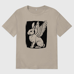 Футболка оверсайз мужская Крылатый кролик, цвет: миндальный