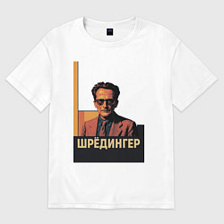 Футболка оверсайз мужская Поп-арт Эрвин Шредингер, цвет: белый