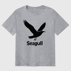 Футболка оверсайз мужская Черная чайка, цвет: меланж