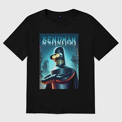 Футболка оверсайз мужская Bender Batman - ai art collaboration, цвет: черный