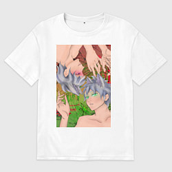 Футболка оверсайз мужская Кицуне близнецы, цвет: белый