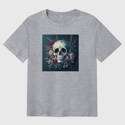 Футболка оверсайз мужская Зимний череп, цвет: меланж