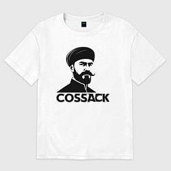 Футболка оверсайз мужская Казак с усами, цвет: белый