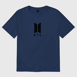 Футболка оверсайз мужская BTS лого, цвет: тёмно-синий