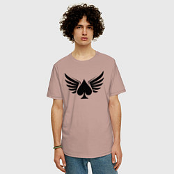 Футболка оверсайз мужская Крылатые пики, цвет: пыльно-розовый — фото 2
