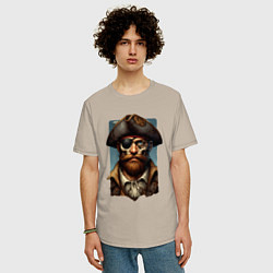 Футболка оверсайз мужская Одноглазый пират Йо-хо-хо и бутылка рома, цвет: миндальный — фото 2