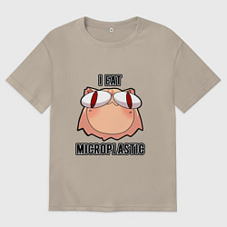 Футболка оверсайз мужская Некоарк - Neco Arc - I eat microplastic - anime me, цвет: миндальный
