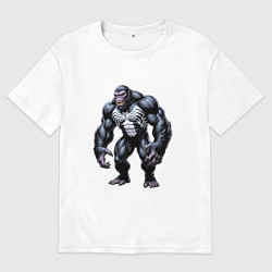 Футболка оверсайз мужская Гибрид Venom и гориллы, цвет: белый