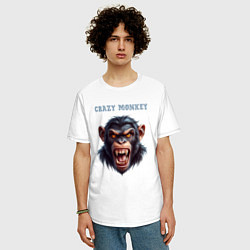 Футболка оверсайз мужская Crazy monkey, цвет: белый — фото 2