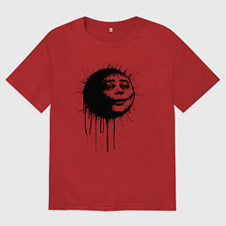 Футболка оверсайз мужская Страшное лицо-смайл в стиле граффити, цвет: красный