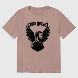 Футболка оверсайз мужская Чак Норрис с крыльями, цвет: пыльно-розовый