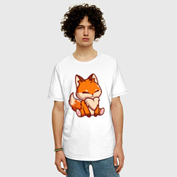 Футболка оверсайз мужская Милый лисёнок, цвет: белый — фото 2