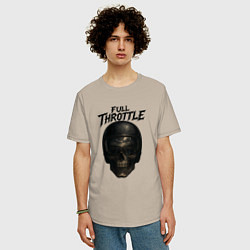 Футболка оверсайз мужская Full throttle Череп мотоциклиста, цвет: миндальный — фото 2