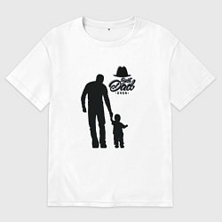 Футболка оверсайз мужская Лучший папа на свете силуэт мужчины и ребенка, цвет: белый