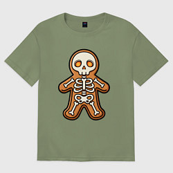 Футболка оверсайз мужская Скелет печеньки, цвет: авокадо