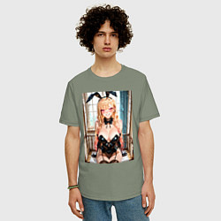 Футболка оверсайз мужская Зайка Марин Китагава, цвет: авокадо — фото 2