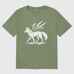 Футболка оверсайз мужская Лисица с молниями, цвет: авокадо