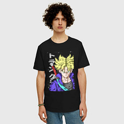 Футболка оверсайз мужская Драконий жемчуг Транкс из будущего, цвет: черный — фото 2