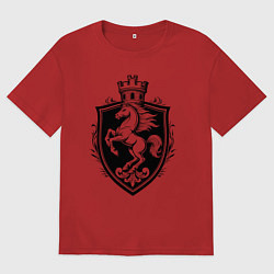 Футболка оверсайз мужская Герб с конем и башней, цвет: красный