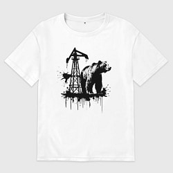 Футболка оверсайз мужская Медведь и нефть, цвет: белый
