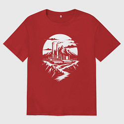 Футболка оверсайз мужская Завод в горах, цвет: красный