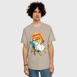 Футболка оверсайз мужская Тающий снеговик, цвет: миндальный — фото 2