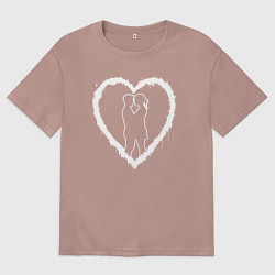 Футболка оверсайз мужская Сердце с поцелуем, цвет: пыльно-розовый