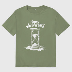 Футболка оверсайз мужская Счастливого юбилея песочные часы, цвет: авокадо
