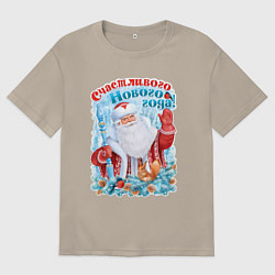 Футболка оверсайз мужская Счастливого Нового года, цвет: миндальный