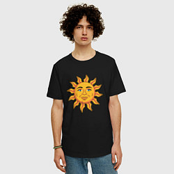 Футболка оверсайз мужская Солнце ретро, цвет: черный — фото 2