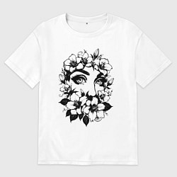 Футболка оверсайз мужская Цветочный взгляд, цвет: белый