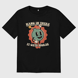 Футболка оверсайз мужская Держимся, цвет: черный