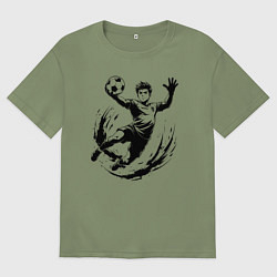 Футболка оверсайз мужская Вратарь ловит мяч, цвет: авокадо