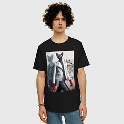 Футболка оверсайз мужская Cat girl Cornish Rex - ai art fantasy, цвет: черный — фото 2