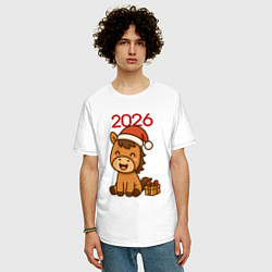 Футболка оверсайз мужская Лошадка с подарком, цвет: белый — фото 2